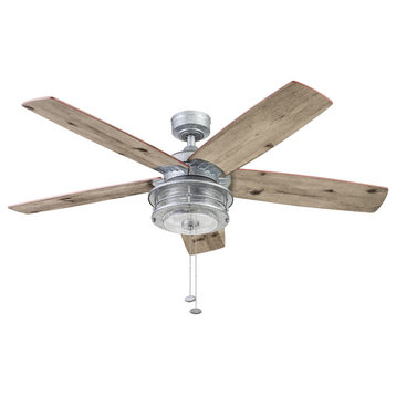 Honeywell Foxhaven Indoor/Outdoor Ceiling Fan With Light, 52", Galvanized