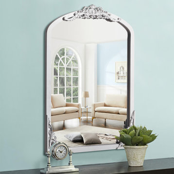 Wooden Arched Full Length Mirror,Vintage Carved Wall Mirror, Gold, 30"x69", White, 24"x36"
