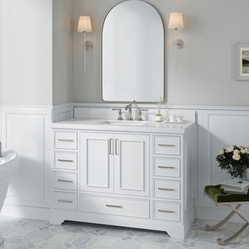 Ariel Stafford 49" Single Rectangle Sink Bathroom Vanity, White, 1.5 White Quartz