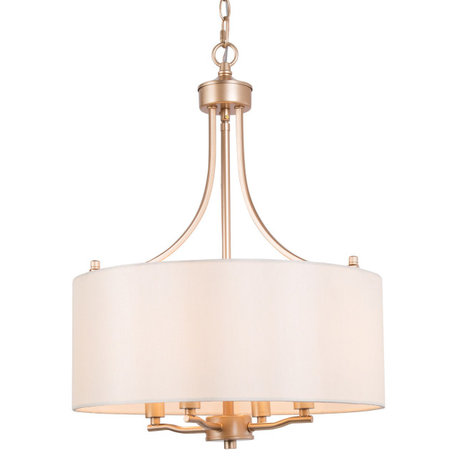 LNC 4-Light Drum Modern Gold Matte and Fabric Shade Chandelier