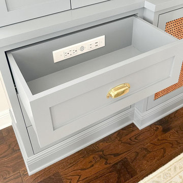 Living Room Entertainment Center Charging Drawer