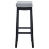 Home Square 2 Piece PU Upholstery Wood Bar Stool Set in Gray