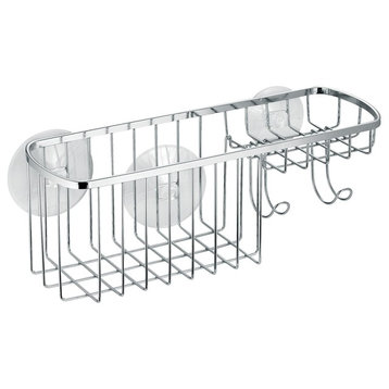 iDesign Gia Suction Shower Caddy Combo Basket, Chrome
