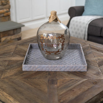 Double Charcoal Sofas with Huge Square Coffee Table