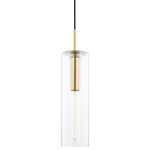 Mitzi by Hudson Valley Lighting - Belinda 1-Light 18" Pendant, Aged Brass, Clear Glass - Features: