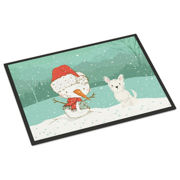 Caroline's Treasures Westie Terrier Snowman Christmas Door Mat Multicolor