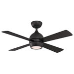 Fanimation - Kwad, 44" Black With Black Blades and LED Light Kit - Fanimation continues to elevate the style you've come to know with Kwad.  This ceiling fan will add the perfect touch to your space with its four blade design and LED light kit.  Kwad includes a handheld remote control and is smarthome compatible when combined with the optional WiFi receiver.