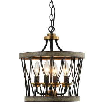 4-light Modern Chandelier with Pierced Lampshade