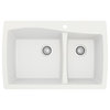 Karran Drop-In Quartz 34" 1-Hole 60/40 Double Bowl Sink Kit, White