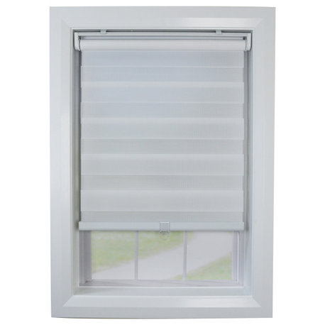 Versailles' Cordless Zebra Slimline Privacy Shade, Eggshell, 31"x72"