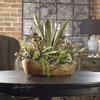 Uttermost Salar 27 x 22" Succulents, Teak Bowl