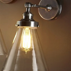 Pyramid Wall Sconce - Glass & Antique Silver - Wall Sconces