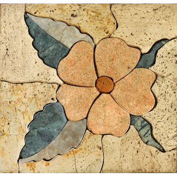 Mosaic Artwork, Lone Bloom, 16"x16"