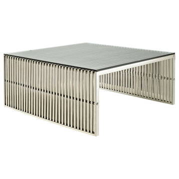 Modern Contemporary Living Room Metal Coffee Table Silver