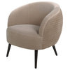 London Ruched Barrel Accent Chair, Mink Beige Velvet