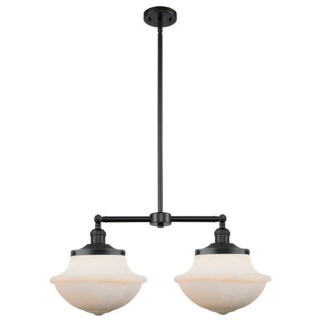 Large Oxford 2-Light Chandelier, Matte Black, Matte White