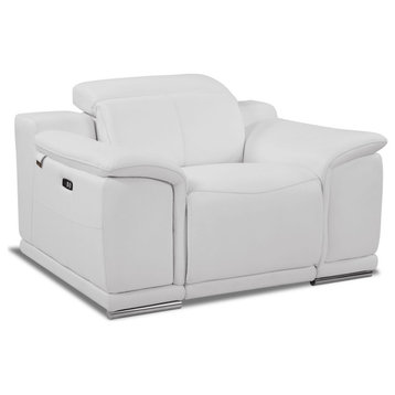 Veneto Italian Leather Power Reclining Chair, White