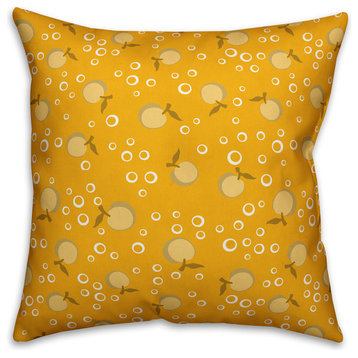 Whimsical Cherry Pattern, Yellow Throw Pillow Cover, 20"x20"