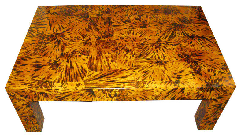 Lacquered Faux Tortoise Shell Coffee Table