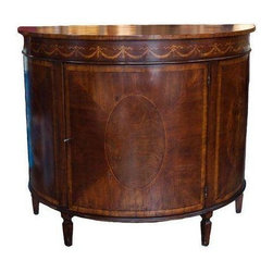 Ornate Inlay Demilune Cabinet - Accent Chests And Cabinets