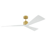 Visual Comfort Fan - Adler 60" Indoor Ceiling Fan in Burnished Brass - Making a bold statement with three uniquely carved, sloped blades, the Adler 60 ceiling fan has an ultra-modern aesthetic. Available in five finishes. The DC motor provides powerful airflow and outstanding energy efficiency. Adler 60 comes with a hand-held remote with six speeds. The Sean Lavin Adler 60 in Burnished Brass features a 85.0 X 28.0 6 speed motor with a Ten degree blade pitch. Featured in the decorative Adler 60 collectionDC motor delivers ultra-powerful air movement with the whisper-quiet performanceAvailable finish options: Aged Pewter, Black on Black, Brushed Steel, Matte White with Brushed Steel, Matte White with Burnished Brass ENERGY STAR® QualifiedDamp Rated   This light requires  ,  Watt Bulbs (Not Included) UL Certified.
