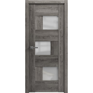 Interior Door 24 x 80, 6933 Nebraska Grey & Frosted Glass, Frame