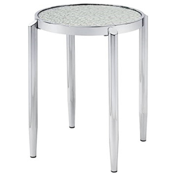 Lv00573 End Table, Glass and Chrome Finish Abbe