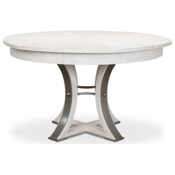 Tower Jupe  54-70 Extendable Round Dining Table In Whitewash