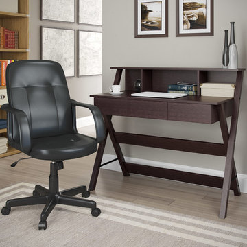 Corliving Folio 2-Piece Modern Wenge Desk And Office Chair Set