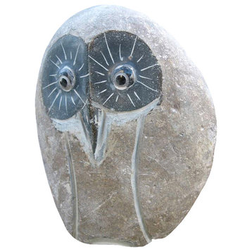 Stone Age Creations  6" Boulder Owl Statue Indoor Outdoor Sculpture Item