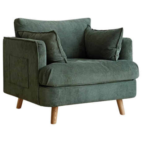 Fabric Cozy Armchair Retro, Pine Needle Green / Single Seat