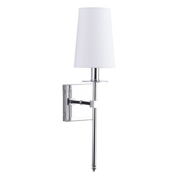 Torcia Wall Sconce with Fabric Shade, Polished Chrome