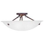 Livex Lighting - Livex Lighting 4274-07 Oasis - Three Light Semi-Flush Mount - Canopy Included: Yes  Shade IncOasis Three Light Se Bronze White Alabast *UL Approved: YES Energy Star Qualified: n/a ADA Certified: n/a  *Number of Lights: Lamp: 3-*Wattage:75w Medium Base bulb(s) *Bulb Included:No *Bulb Type:Medium Base *Finish Type:Bronze