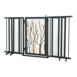 Fusion Gates - Fusion Gate with Willow Branch Design, Black, 65"-71.4" - Dog Gates