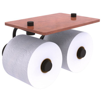 Waverly Place 2 Roll Toilet Paper Holder with Wood Shelf, Oil Rubbed Bronze