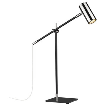 Calumet 1-Light Table Lamp Light In Matte Black With Polished Nickel