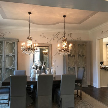 Hand Painted Tree Branches in Formal Dining Room