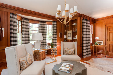 Transitional medium tone wood floor home office photo in Wilmington