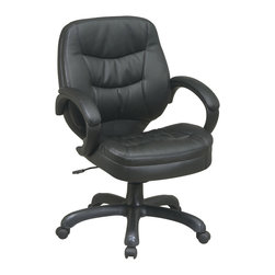 Leather Office Chair in Black Finish - Office Chairs