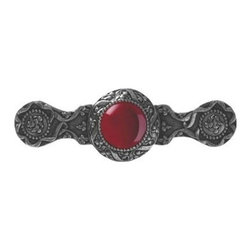 Inviting Home Inc. - Victorian Pull, Bright Nickel With Red Carnelian - Cabinet And Drawer Handle Pulls