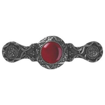 Victorian Pull, Bright Nickel With Red Carnelian
