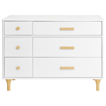 Lolly 6-Drawer Assembled Double Dresser, White And Natural