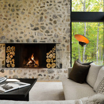 Modern Northwoods Residence Living Room & Fireplace