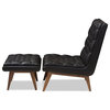 Baxton Studio Annetha Tufted Faux Leather Accent Chair and Ottoman Set