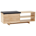 LAXseries - Storage Bench, Ash - Expertly crafted using the highest quality White Ash, the LAXseries Storage Bench is sleek and sophisticated. It incorporates a comfortable and convenient sliding padded seat to conceal a spacious storage compartment within. The two shelves make for an excellent location to store footwear, sunblock, umbrella or anything you'll need before heading out the door.