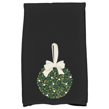 Mistletoe Me, Floral Print Kitchen Towel, Black, 18 x 30"