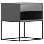 Homary - Bedroom Nightstand with Drawer Bedside Table Metal Base, Gray - - This pedestal nightstand is a stunning and dramatic bedside table that blends elegance with the convenience of space.