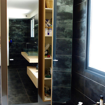 Transformation d'un bureau en salle de bain et dressing
