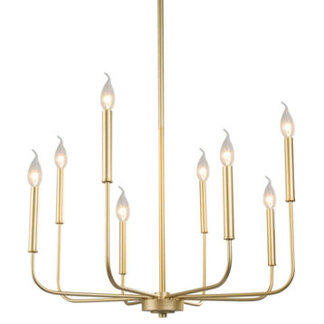 LNC 8-Light Matte Gold Modern Candle-Style Chandelier for Living Room