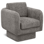 Meridian Furniture - Alessandra Cream Chenille Fabric Swivel Accent Chair, Grey - Seat guests in total comfort with this Alessandra chenille fabric swivel accent chair. Beautiful grey chenille cross-hatched fabric upholstery lets this fabulous chair blend seamlessly with existing furnishings. Overstuffed sides, back and seat cushions make this chair a comfortable delight to sit in while the swivel feature adds convenience to the design. Add it to an empty corner to create an inviting reading nook, or add it alongside a sofa or sectional for additional seating.
